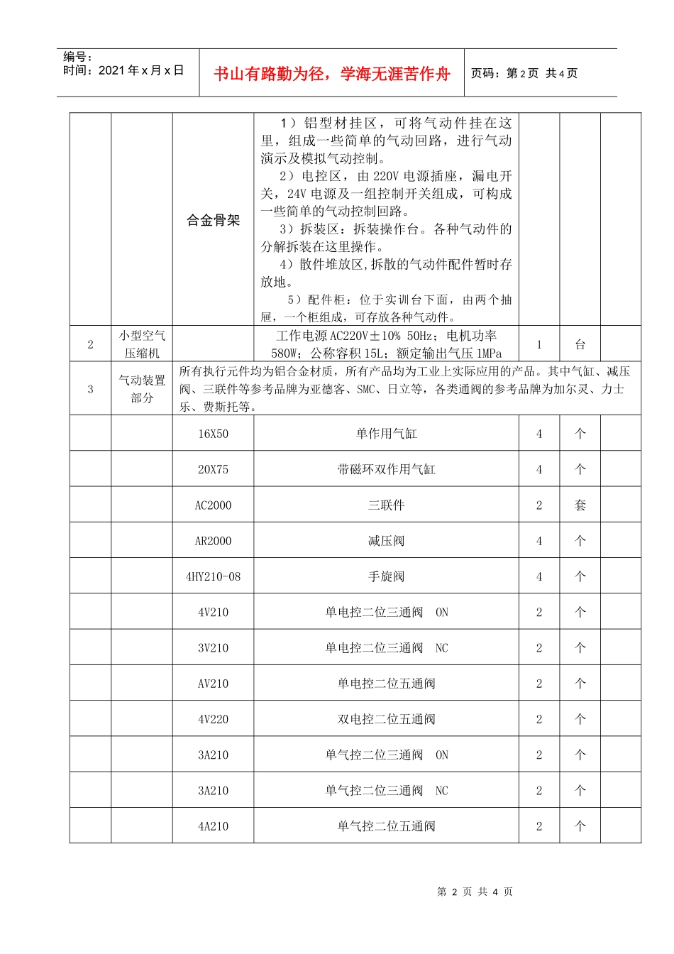 液压气动设备招标技术文件-广州市轻工高级技工学校汽修专业_第2页