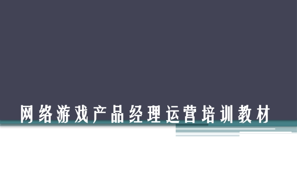 《网络游戏运营手册》网络游戏产品经理运营培训教材