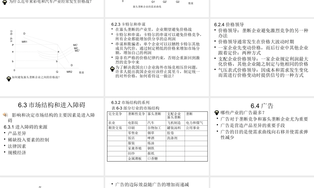《管理经济学》第6章 垄断性竞争、寡头