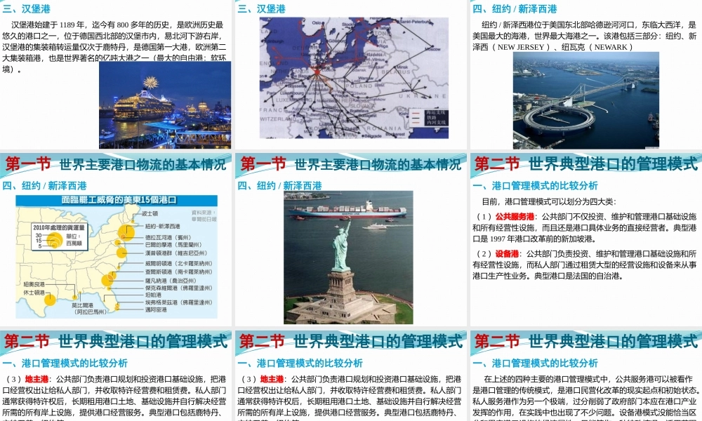 世界典型港口物流发展状况