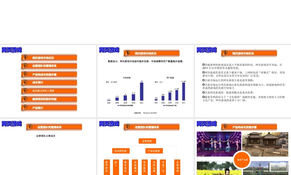 《网页游戏》商业计划简版