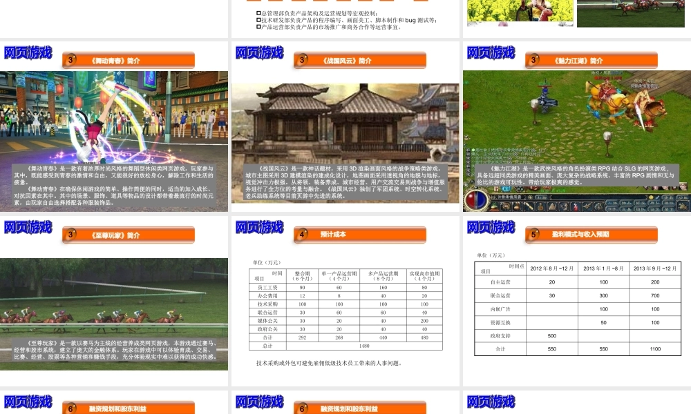 《网页游戏》商业计划简版