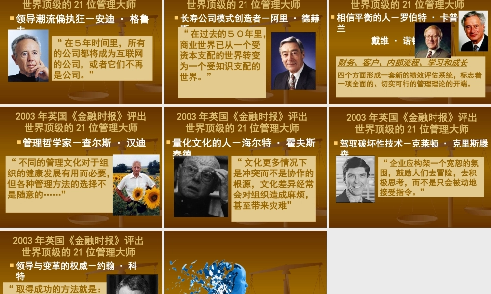 《管理是什么》中21位管理大师