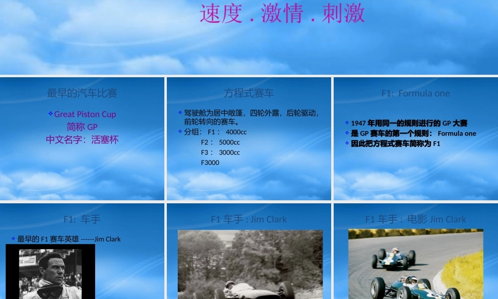 世界顶级汽车赛事F1