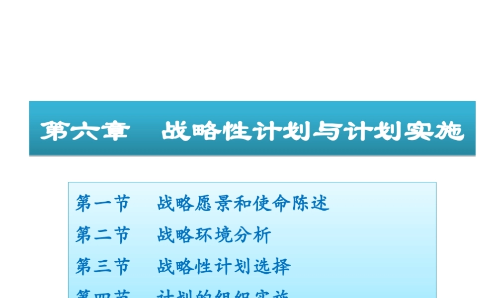 《管理学》第六章战略性计划与计划实施