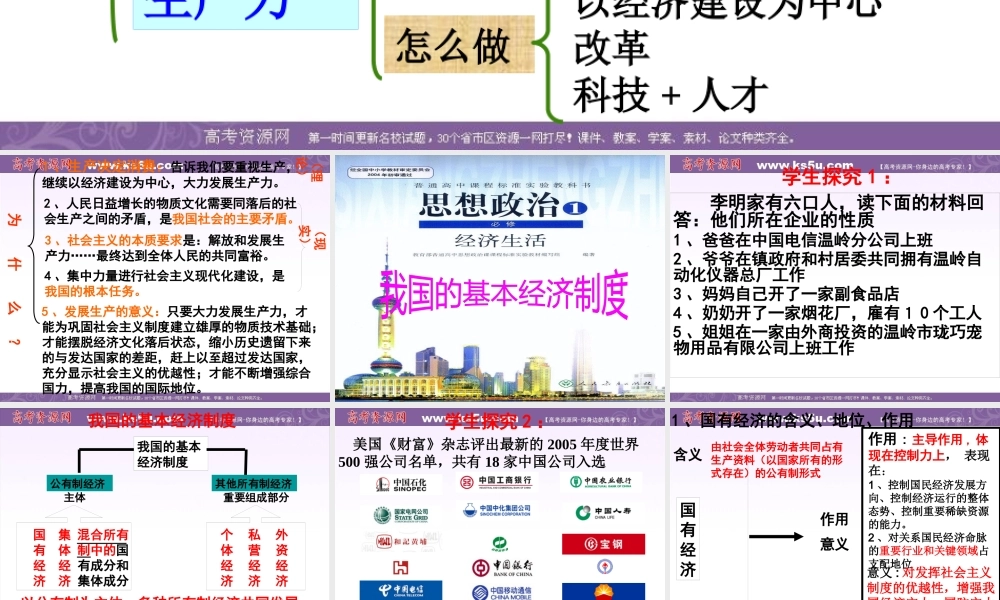 《我国的基本经济制度》课件(新人教版08版必修1)