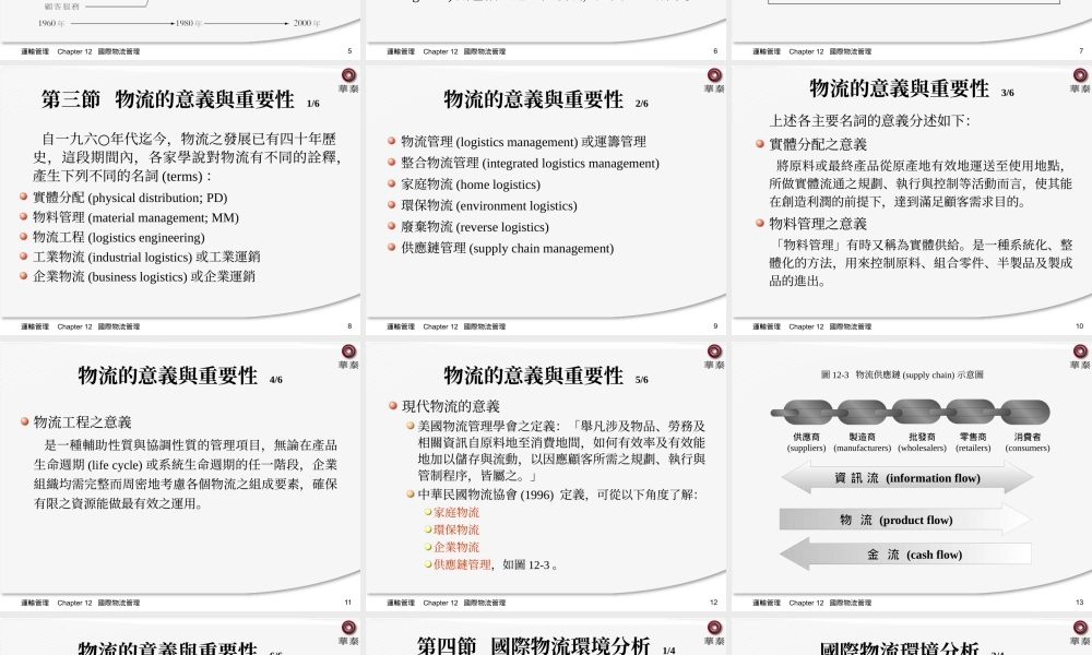 【培训课件】国际物流管理