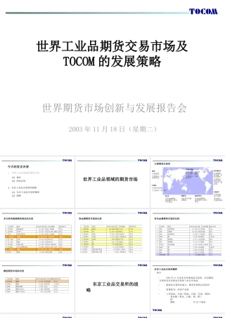 世界工业品期货交易市场及TOCOM的发展策略