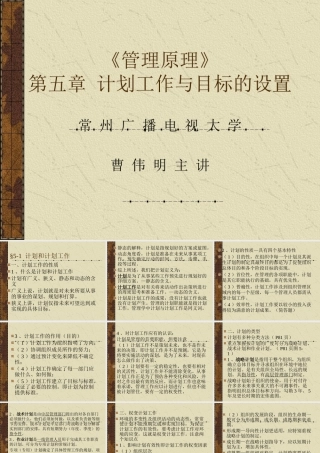 《管理原理》第五章计划工作与目标的设置