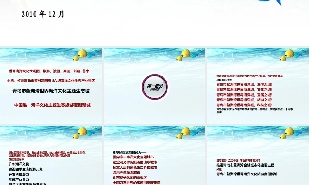 世界海洋生态城项目定位及总体规划思路概述