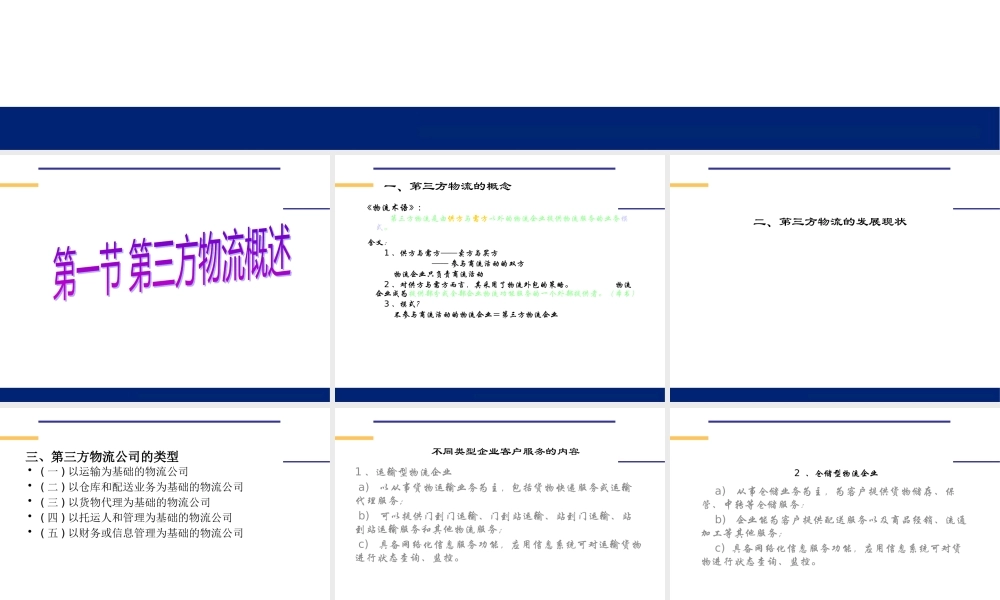 《物流管理(哈尔滨商业大学)第九章：第三方物流管理