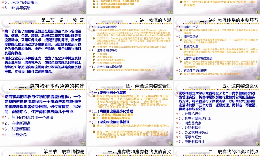 《物流管理》第十二章：绿色物流
