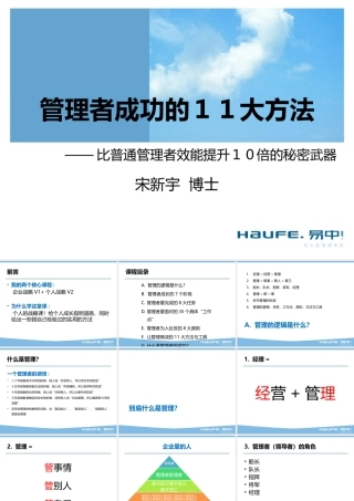 《管理者成功的11大方法》课程
