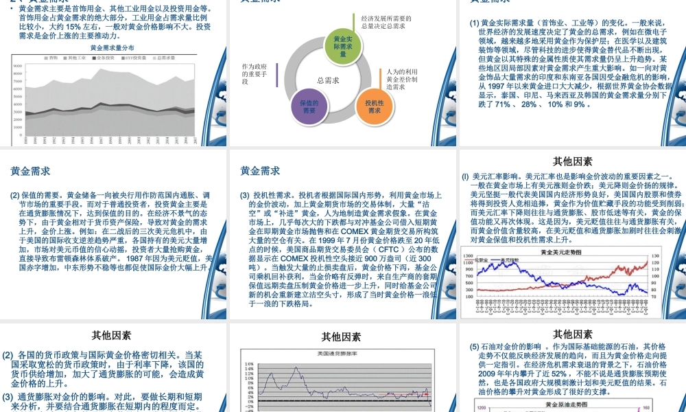 世界黄金行情分析和预测