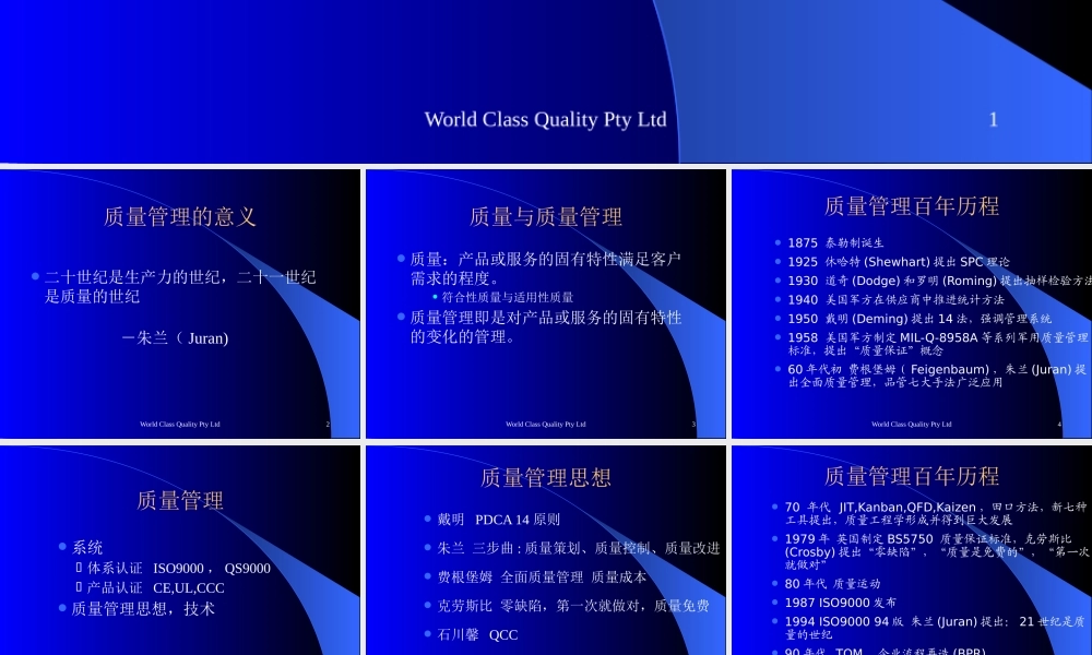 世界级500强企业过程质量管理