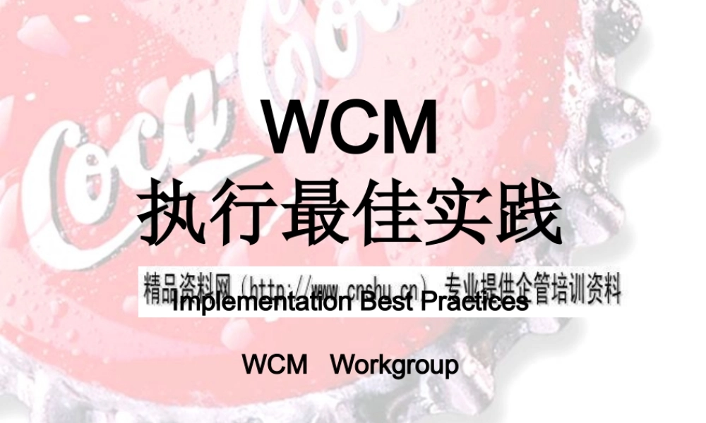世界级工厂(WCM)执行最佳实践