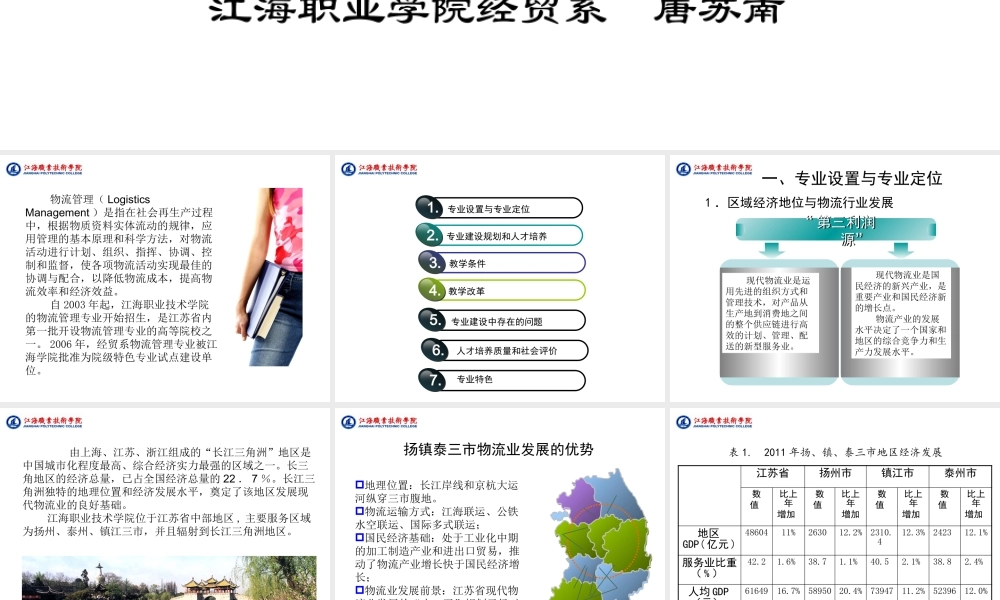 《物流管理专业剖析》(第四稿)MicrosoftPowerPoint