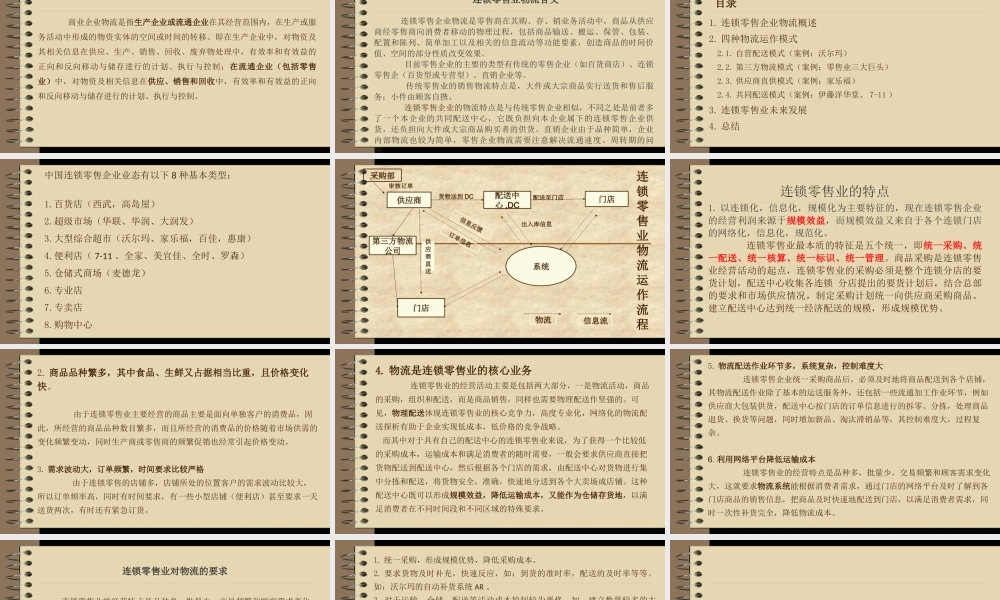 《物流运作管理》连锁零售业物流运作