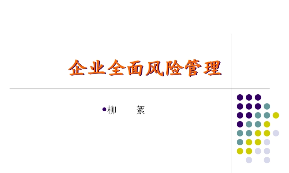 【培训课件】企业全面风险管理