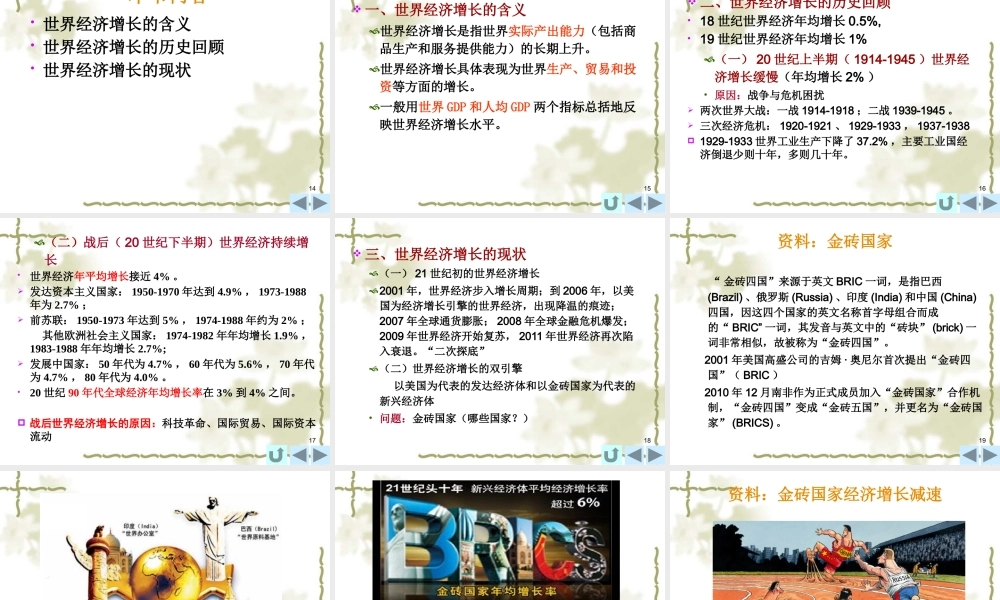 世界经济的增长与可持续发展讲义