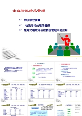 【培训课件】企业物流绩效管理