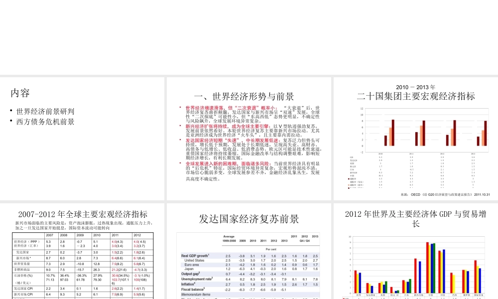 世界经济走势预判西方债务危机深层剖析