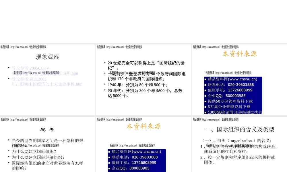 世界经济组织的类型与理论发展