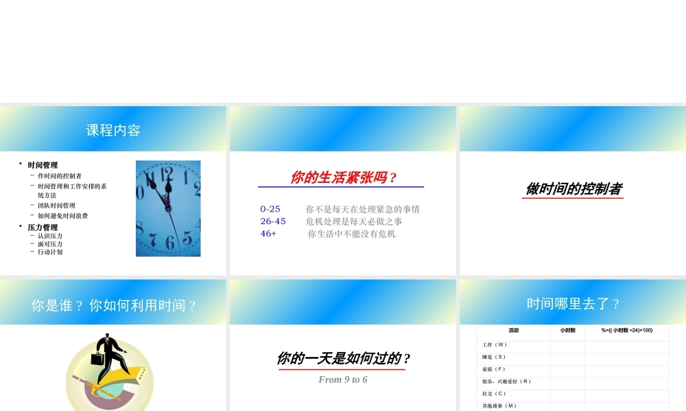 【培训课件】时间与压力管理