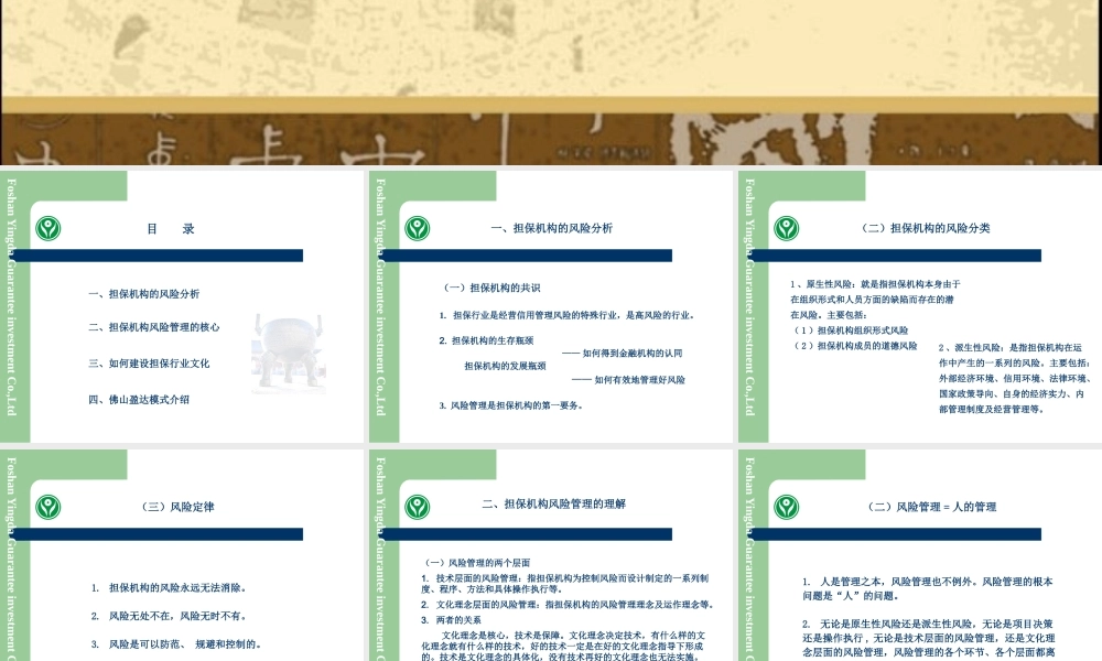 【培训课件】文化管理风险-担保机构风险管理的新思路
