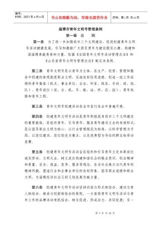 淄博市青年文明号管理条例