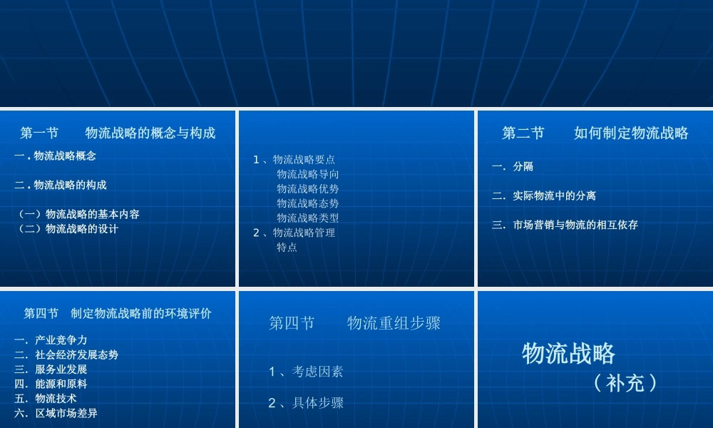 【培训课件】物流战略与重组