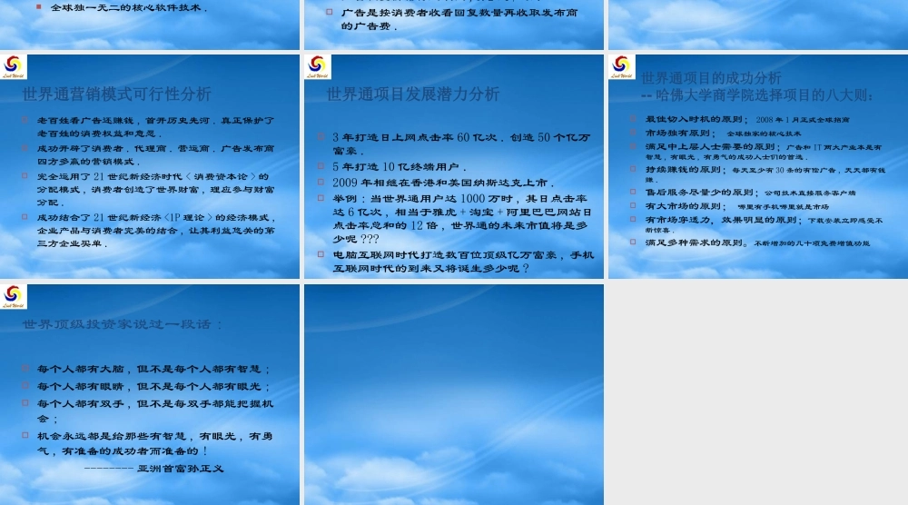 世界通项目可行性分析报告