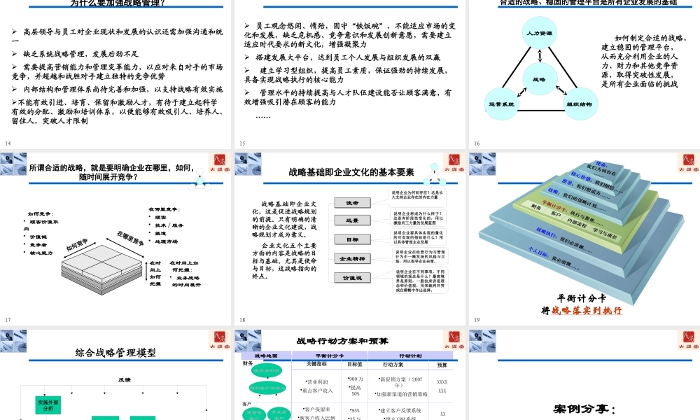 【培训课件】战略绩效管理