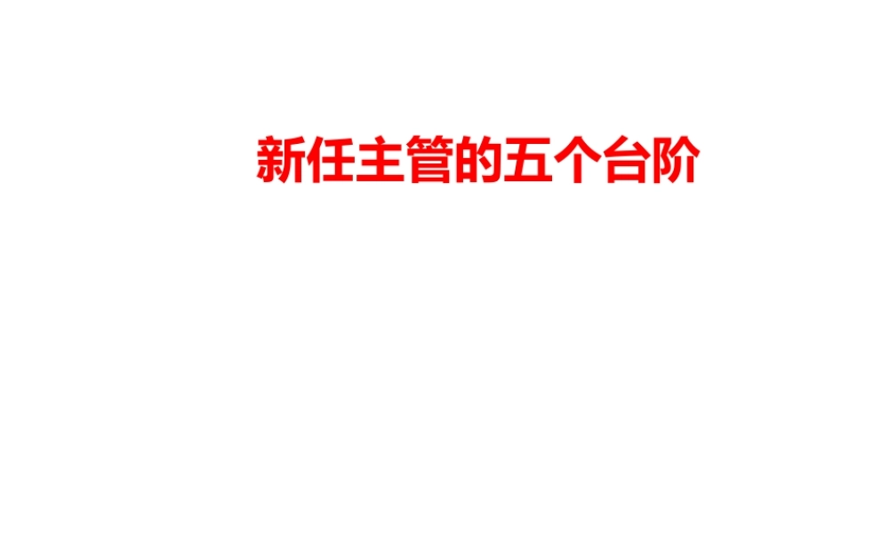 《新任主管技能提升》