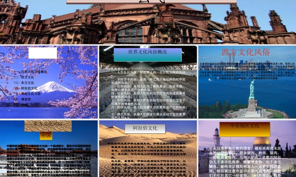 世界文化习俗概况