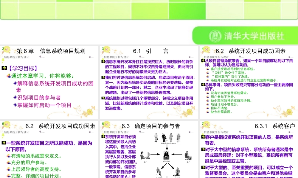 《信息系统分析与设计》第6章：信息系统项目规划