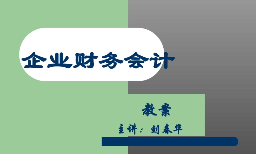 【企业案例】企业财务会计
