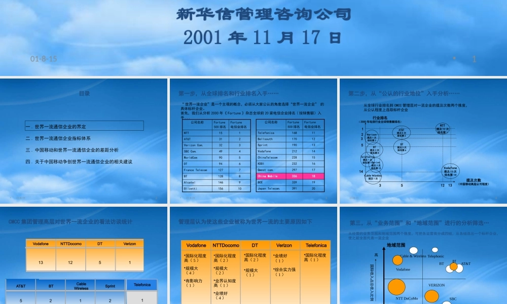 世界一流电信企业标杆体系和差距分析报告