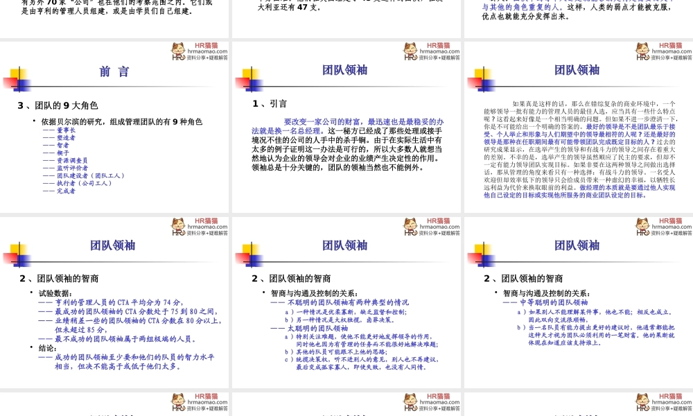 《以人为本创建现代企业管理团队》-HR猫猫