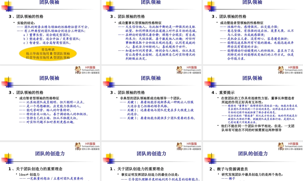 《以人为本创建现代企业管理团队》-HR猫猫