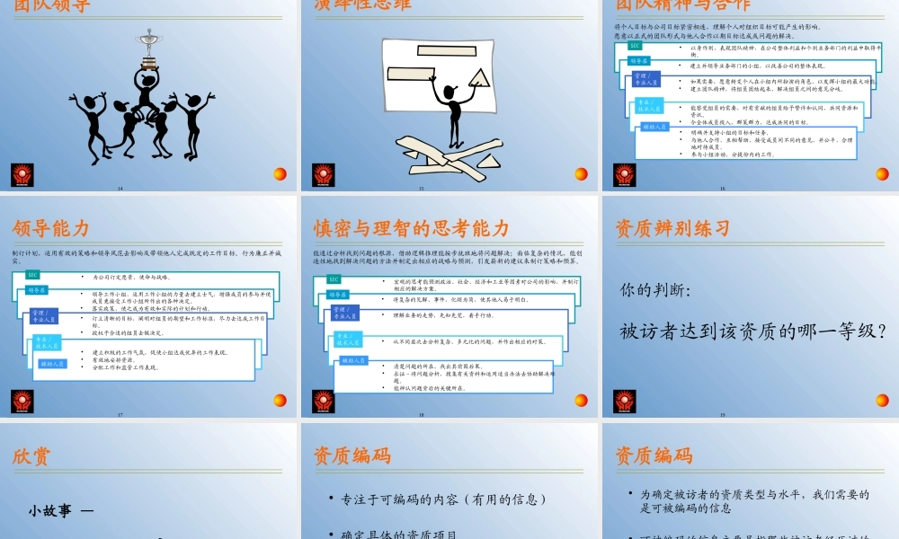 世界着名咨询公司素质模型管理培训教材资质工作坊(1)
