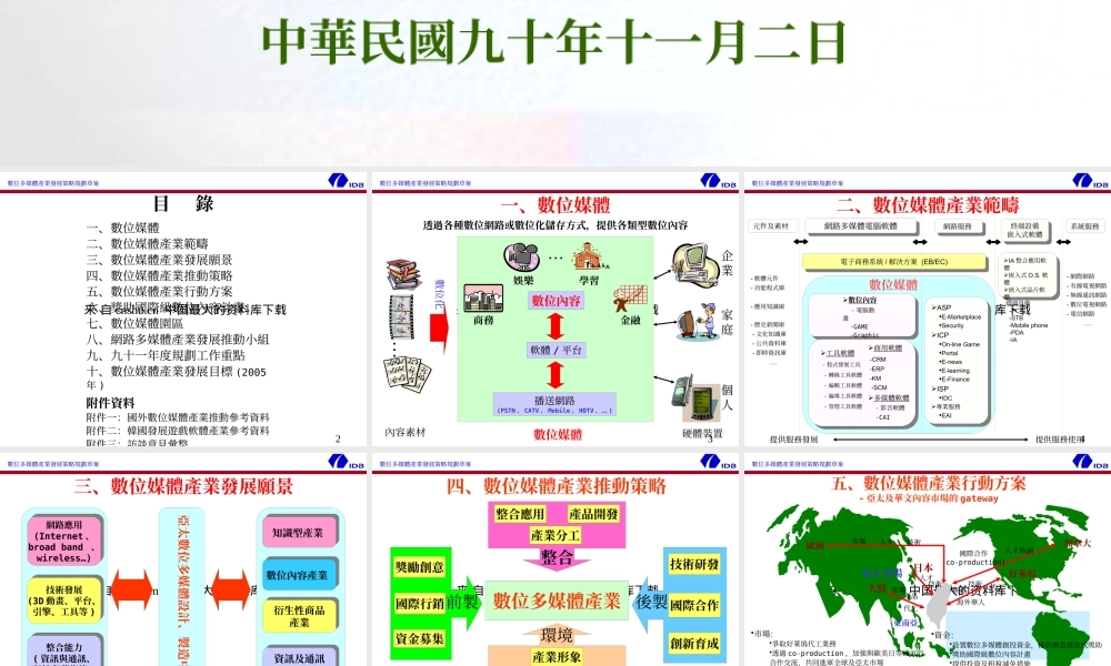 【数位多媒体产业发展策略规划（草案）】