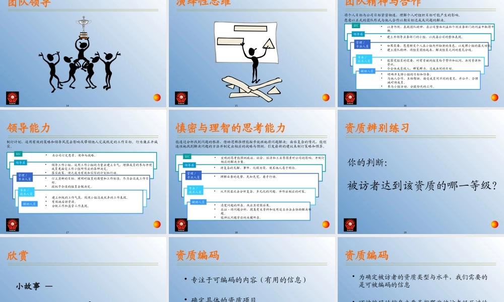 世界着名咨询公司素质模型管理培训教材-资质工作坊(1)