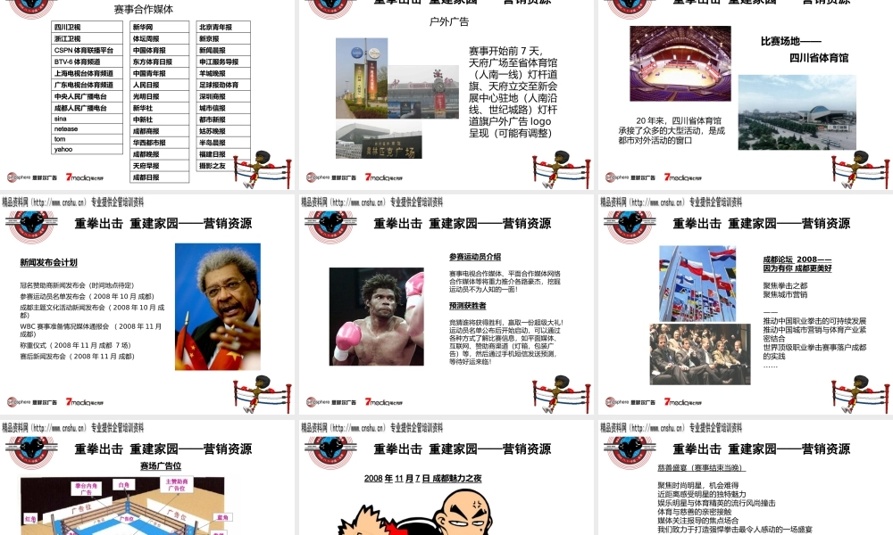 世界职业拳王争霸赛招商手册