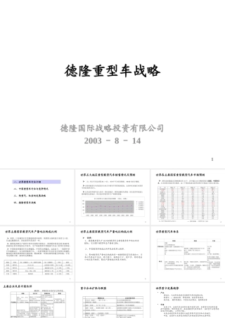 世界重型车行业的发展情况
