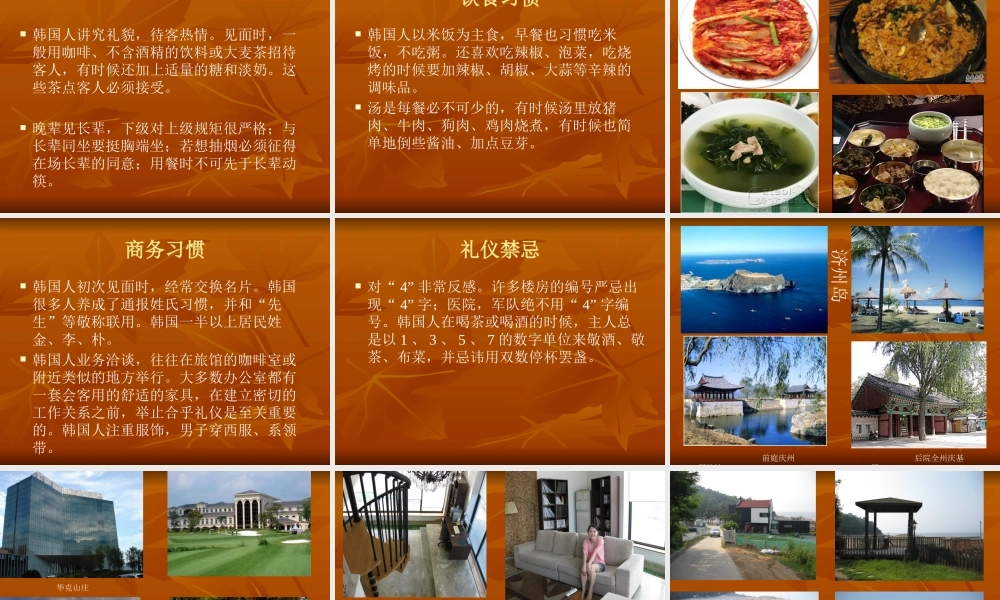 世界主要国家的礼仪习俗及禁忌(PPT 页)