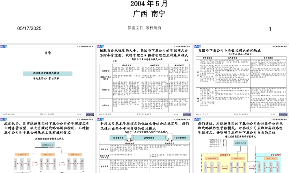 【完整版】杭挂集团—广西运德管理模式与核心管控流程