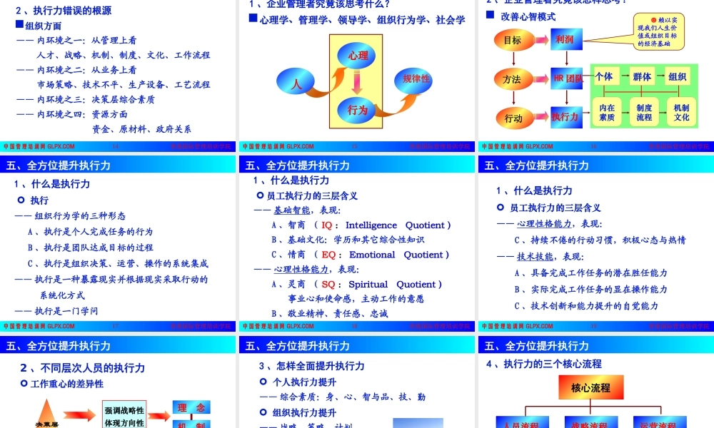 《赢在执行高效执行力研修班》培训教程