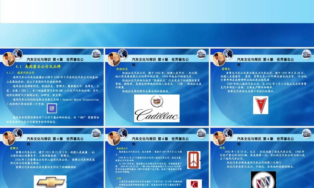 世界著名公司汽车文化与常识