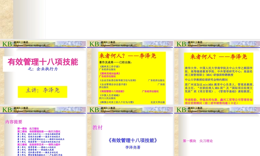 《有效管理十八项技能之企业执行力》——建滔